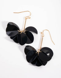 Gold Black Tassel Drop Earrings - link has visual effect only