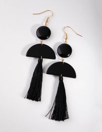 Gold Acrylic and Tassel Drop Earrings - link has visual effect only