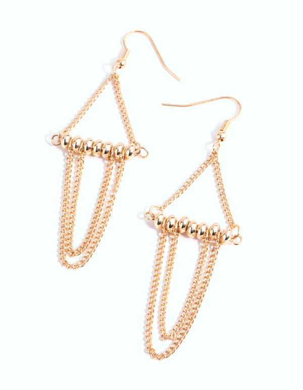 Gold Ball and Chain Drop Earrings