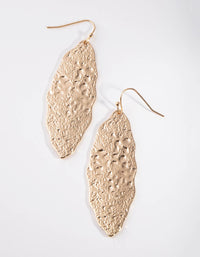Gold Textured Leaf Drop Earrings - link has visual effect only