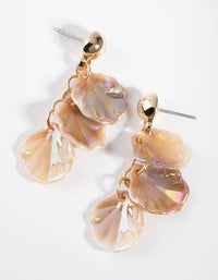 Gold Pearlised Drop Earrings - link has visual effect only