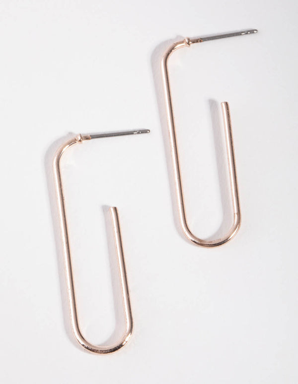 Rose Gold Rectangle Hoop Earrings