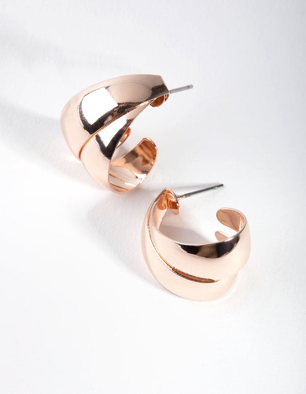 Rose Gold Double Bubble Hoop Earrings