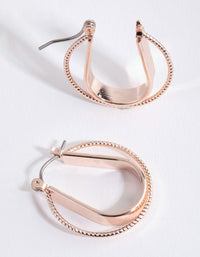 Rose Gold Double Front Hoop Earrings - link has visual effect only