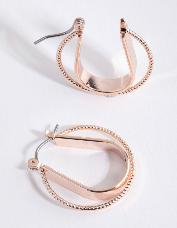 Rose Gold Double Front Hoop Earrings