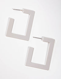 Silver Flat Rectangle Hoop Earrings - link has visual effect only