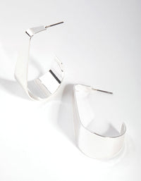 Silver Lined Flat Wide Hoop Earrings - link has visual effect only