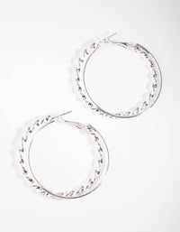 Silver Twisted Double Hoop Earrings - link has visual effect only