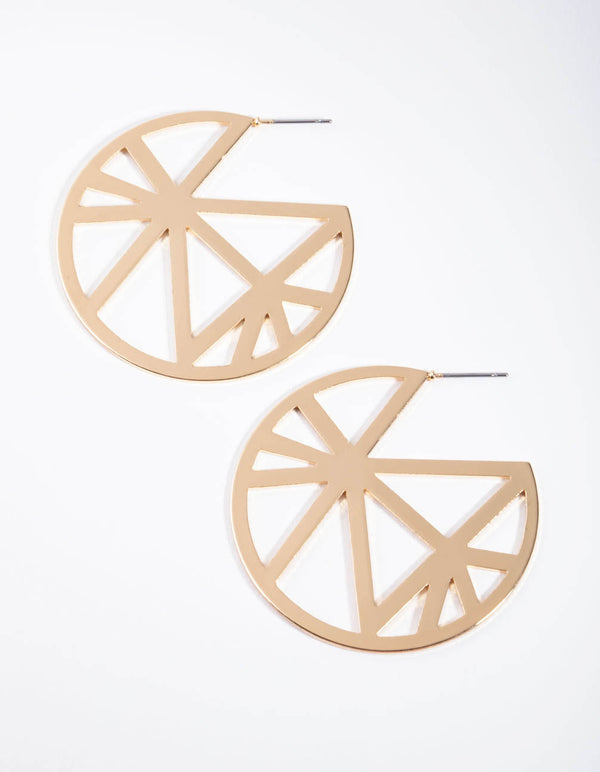 Gold Detailed Wheel Hoop Earrings