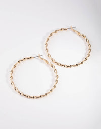 Gold Twisted Medium Hoop Earrings - link has visual effect only