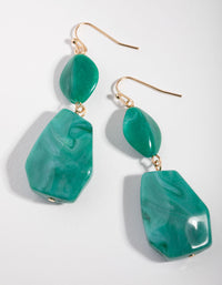 Gold Double Stone Drop Earrings - link has visual effect only