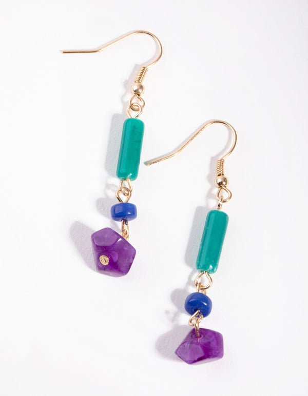 Gold Bead Drop Earrings