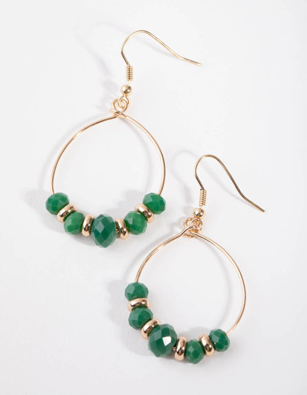 Gold Bead Wire Drop Earrings