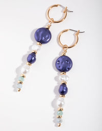 Gold Faux Pearl Drop Huggie Earrings - link has visual effect only