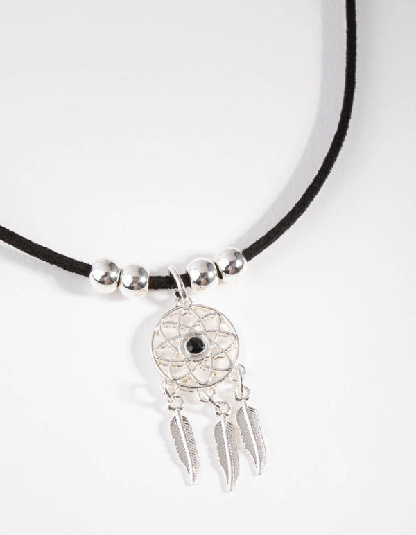 Silver Dreamcatcher Choker Necklace