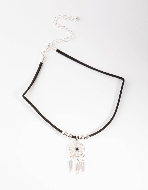 Silver Dreamcatcher Choker Necklace