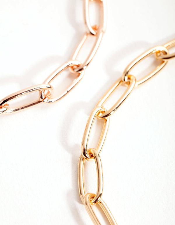 Mixed Metals Wide Chain 2-Pack Bracelets