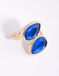 Gold Dual Blue Stone Ring - link has visual effect only