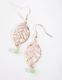 Rose Gold Leaf Bead Drop Earrings - link has visual effect only