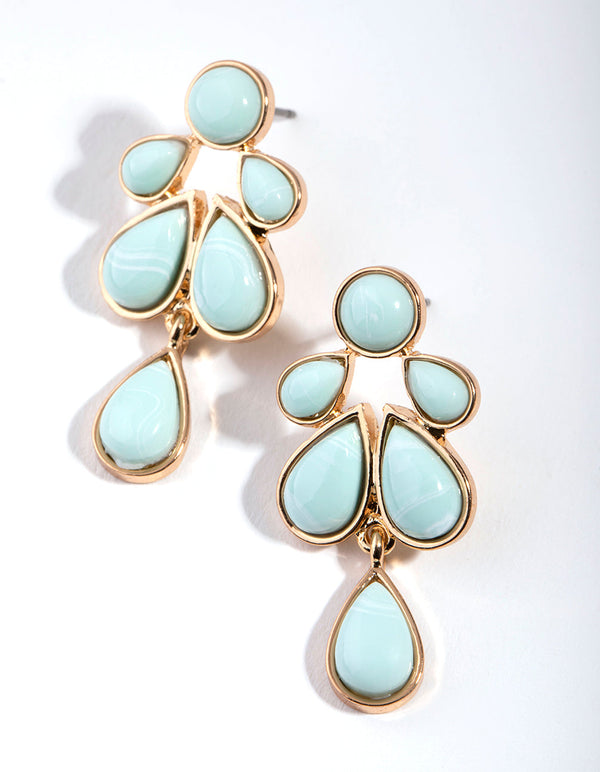 Gold Multi-Stone Drop Earrings