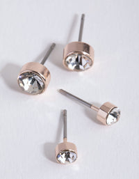 Rose Gold Crystal Stud Earring 2-Pack - link has visual effect only