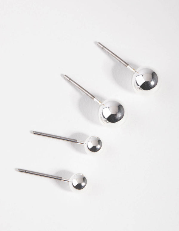 Silver Smooth Stud 2-Pack Earring