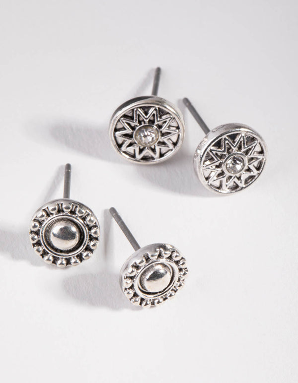 Antique Silver Stud 2-Pack Earring