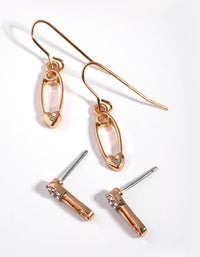 Gold Safety Pin Earring Pack - link has visual effect only
