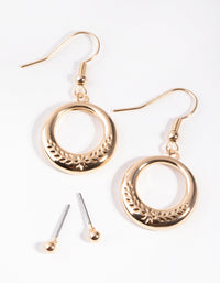 Gold Textured Half Circle 2-Pack Earring - link has visual effect only