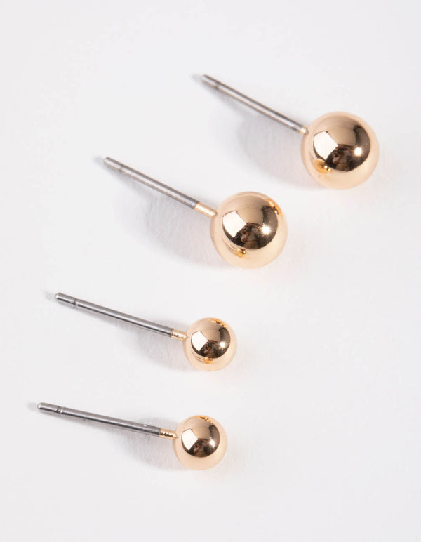 Gold Smooth Stud 2-Pack Earring