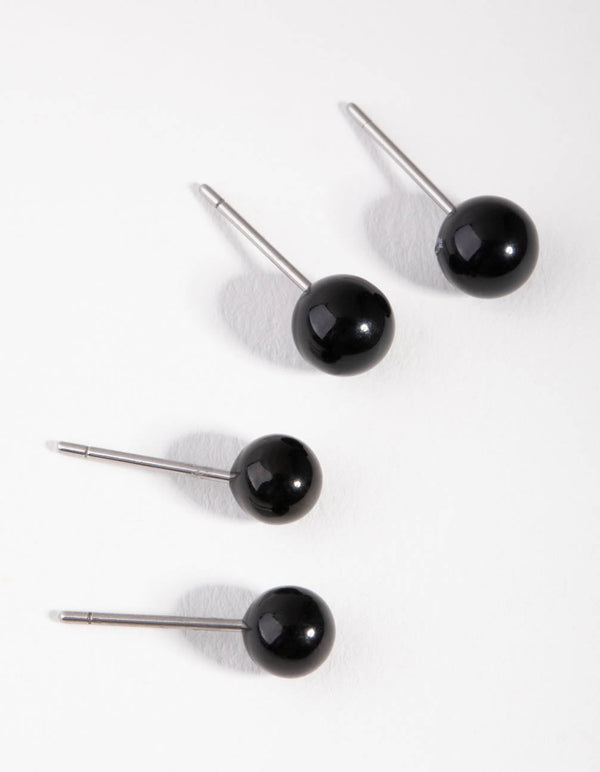 Acrylic Black Ball Stud 2-Pack Earring