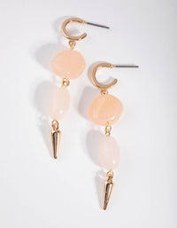 Gold Stone Drop Huggie Earrings - link has visual effect only
