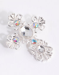 Silver Diamante Cross Brooch - link has visual effect only