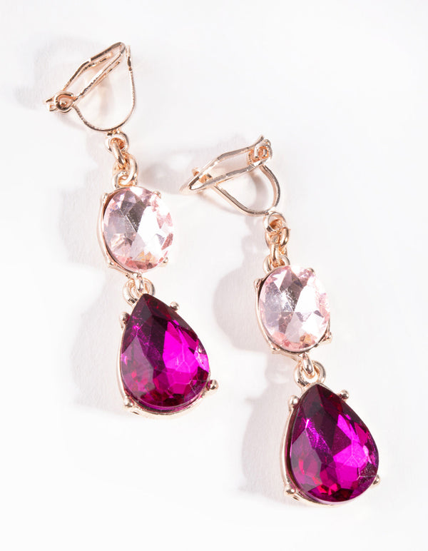 Rose Gold Pretty in Pink Drop Earrings
