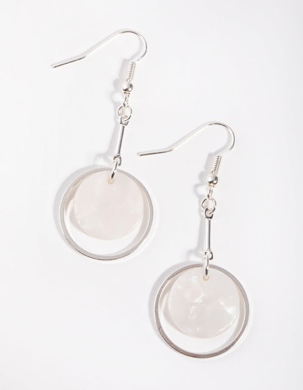 Silver Acrylic and Metal Drop Earrings