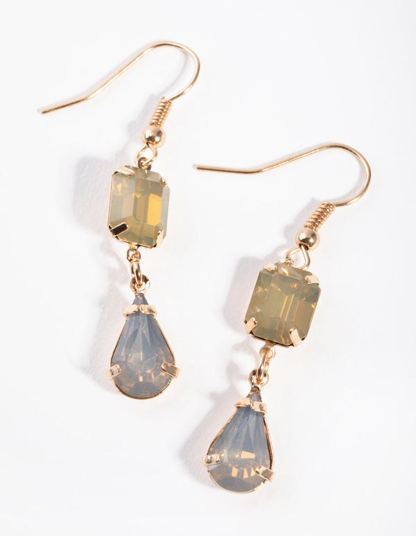Gold Stone Drop Earrings