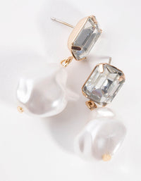 Gold Big Faux Pearl Drop Earrings - link has visual effect only