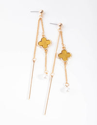 Gold Double Detail Drop Earrings - link has visual effect only