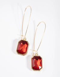 Gold Stone on Fine Hoop Drop Earrings - link has visual effect only