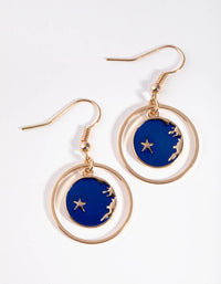 Gold Moon Face Drop Earrings - link has visual effect only