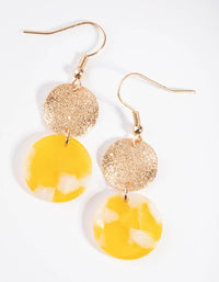 Gold Double Disc Drop Earrings - link has visual effect only
