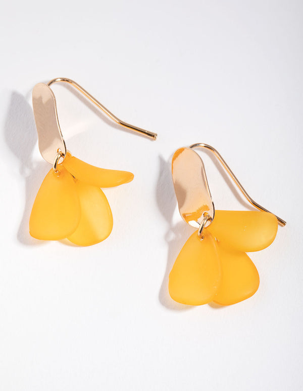 Gold Acrylic Tassel Drop Earrings