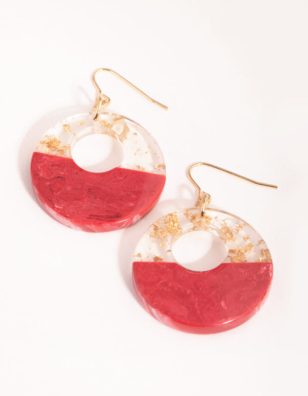 Gold Half and Half Acrylic Drop Earrings