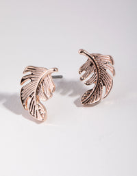 Rose Gold Metal Feather Stud Earrings - link has visual effect only