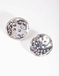 Silver Hammered Flat Stud Earrings - link has visual effect only