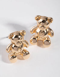Gold Teddy Bear Stud Earrings - link has visual effect only