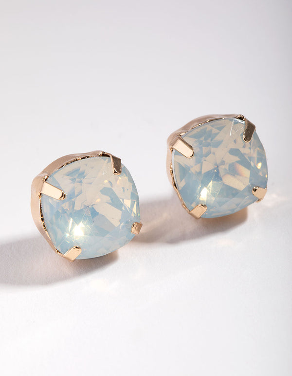 Gold Big Diamante Stud Earrings