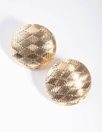 Gold Button Stud Earrings - link has visual effect only