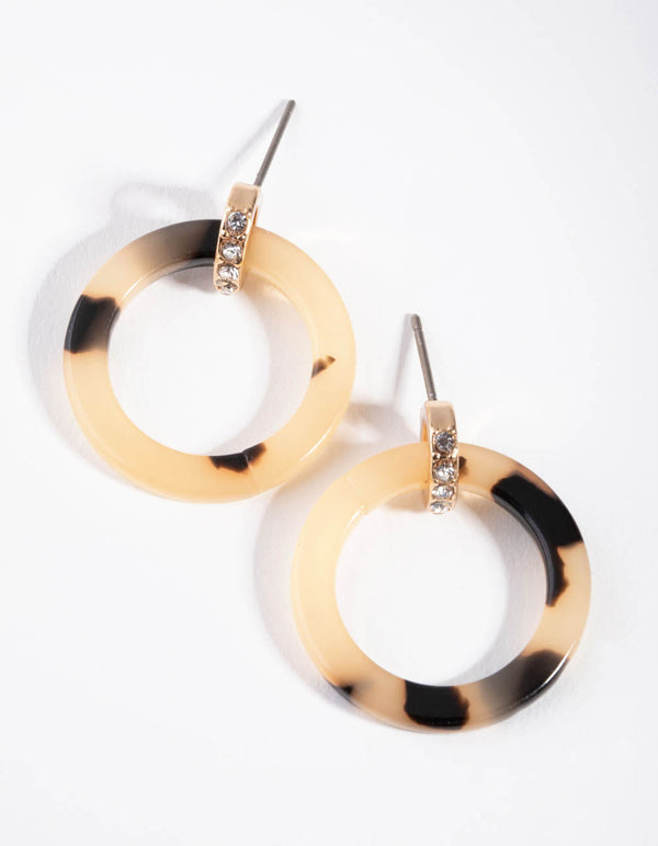 Gold Diamante Acrylic Stud Earrings
