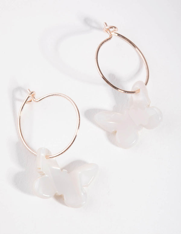 Rose Gold Butterfly Huggie Earrings